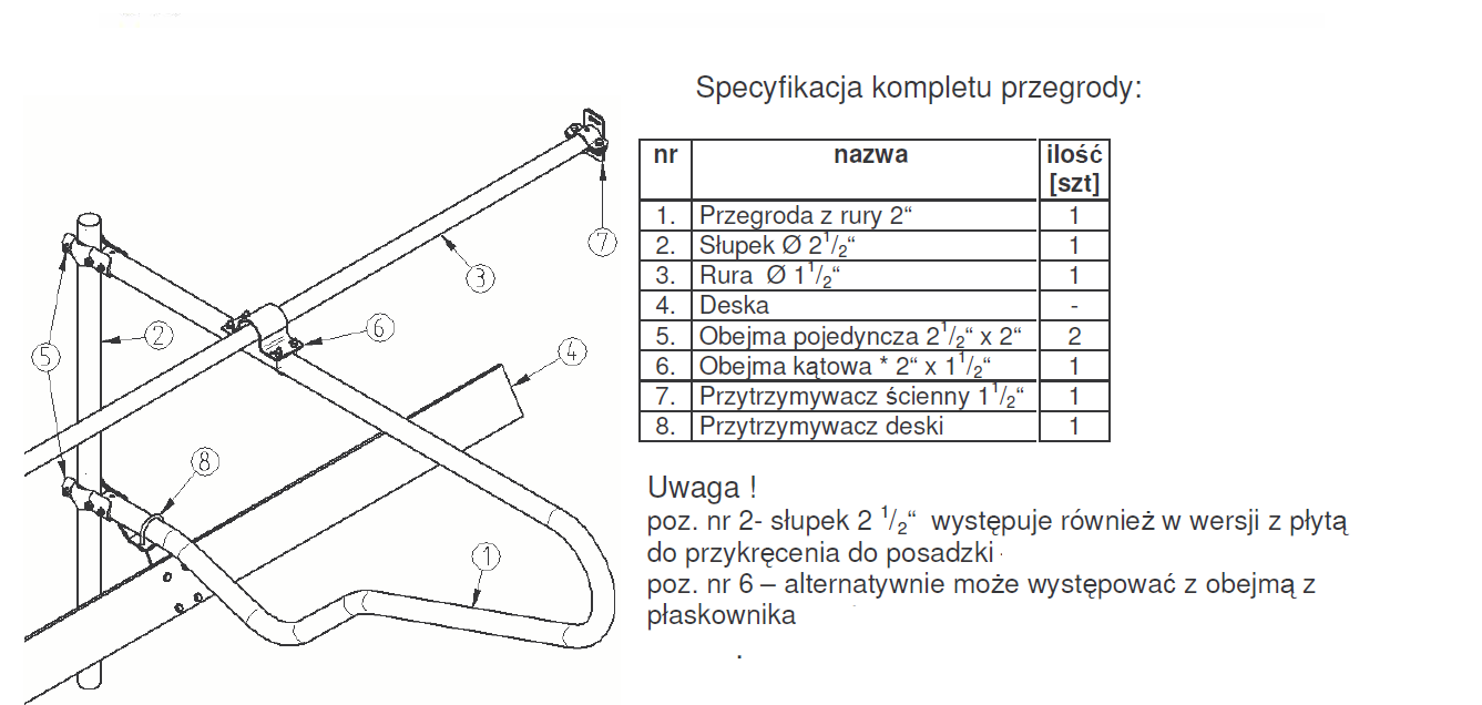Przegroda legowiskowa, agrafka dla krów długość 195 cm, 2" - miniatura 2